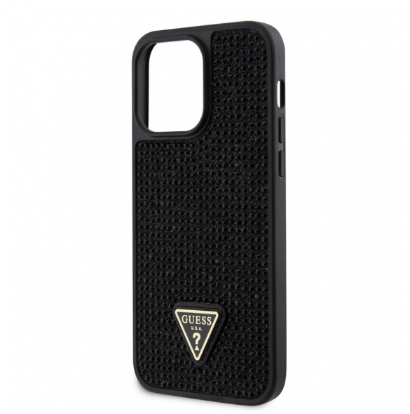 Guess Rhinestones Triangle Metal Logo Fodral till iPhone 15 Pro Max Svart