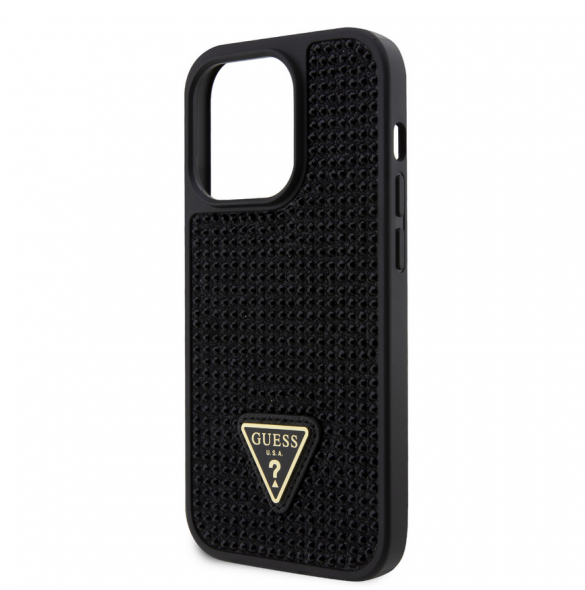 Guess Rhinestones Triangle Metal Logo Fodral till iPhone 15 Pro Svart