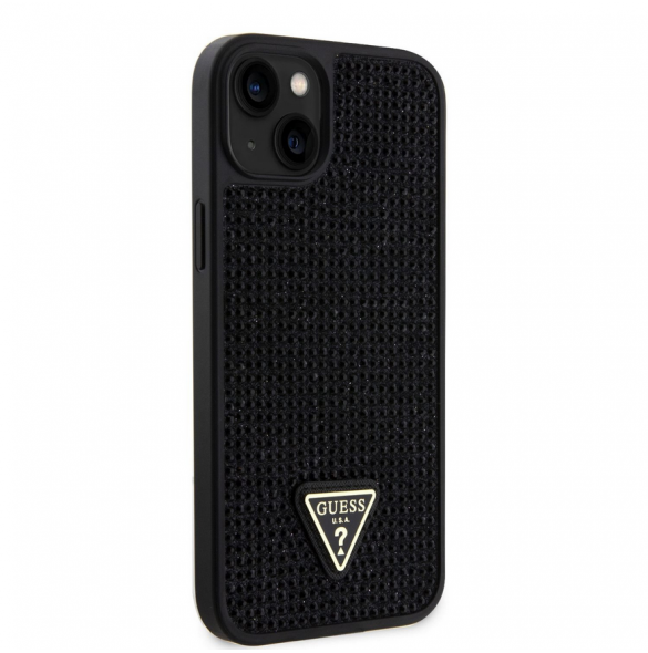 Guess Rhinestones Triangle Metal Logo Fodral till iPhone 15 Plus Svart
