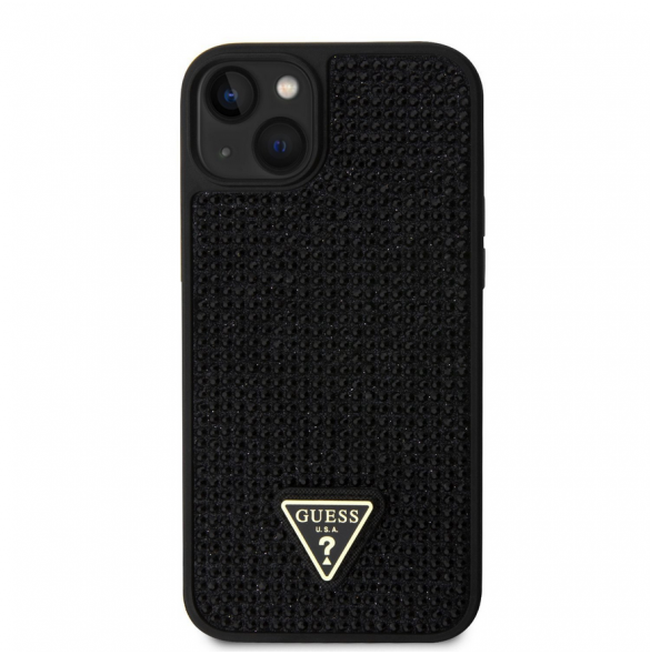 Guess Rhinestones Triangle Metal Logo Fodral till iPhone 15 Plus Svart