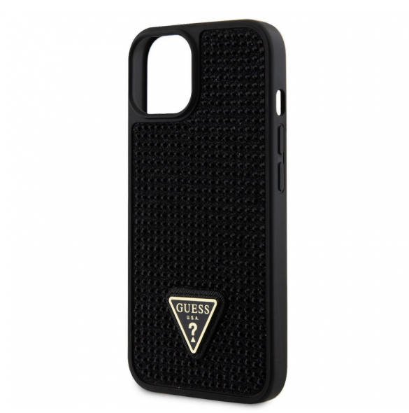 Guess Rhinestones Triangle Metal Logo Fodral för iPhone 15 Svart