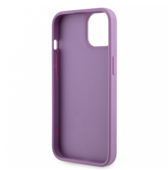 Guess Rhinestones Triangle metalllogofodral för iPhone 14 Lila