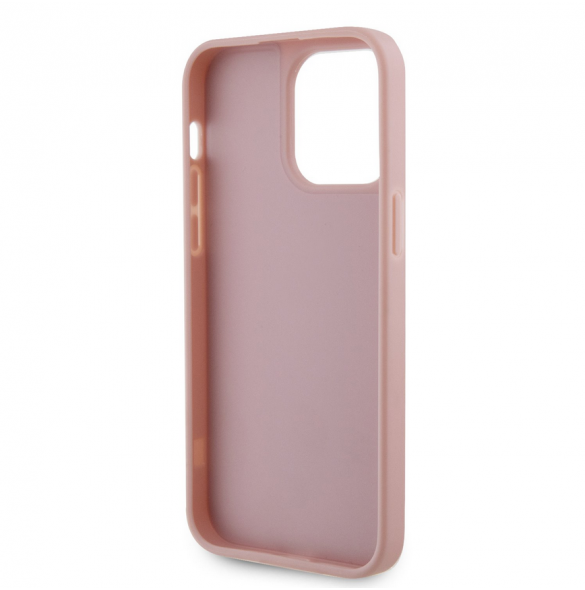 Guess Rhinestones Triangle metalllogofodral för iPhone 14 Pro Max Rosa