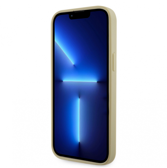 Guess Rhinestones Triangle metalllogofodral för iPhone 14 Pro Max Gold
