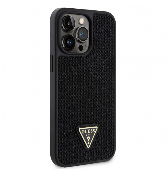 Guess Rhinestones Triangle Metal Logo Fodral till iPhone 14 Pro Max Svart