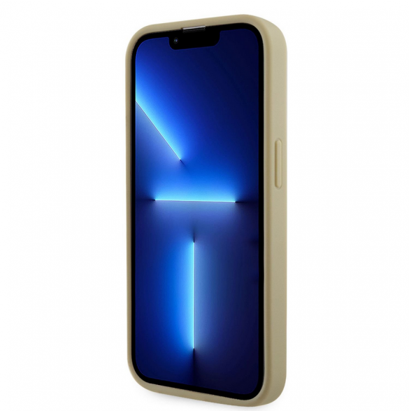 Guess Rhinestones Triangle Metal Logo Fodral för iPhone 14 Pro Gold