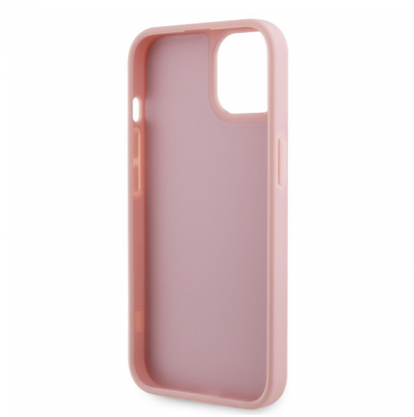 Guess Rhinestones Triangle metalllogofodral för iPhone 14 Rosa