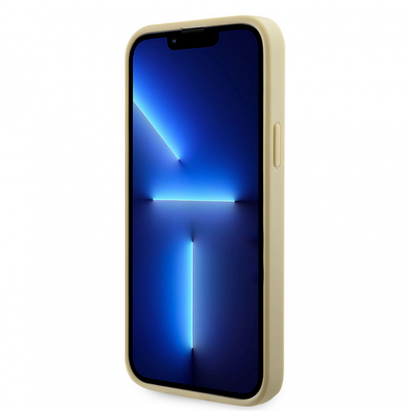 Guess Rhinestones Triangle metalllogofodral för iPhone 14 Gold