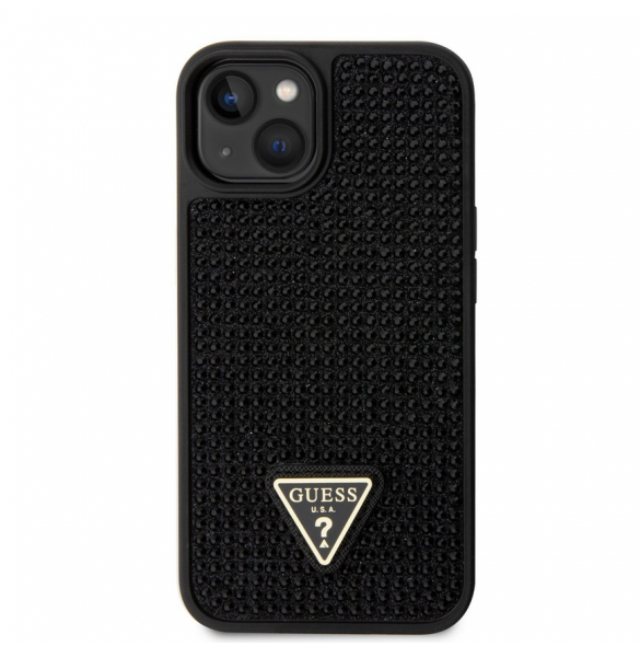 Guess Rhinestones Triangle Metal Logo Fodral till iPhone 14 Svart