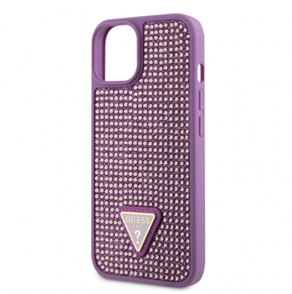 Guess Rhinestones Triangle Metal Logo Fodral för iPhone 13 Lila