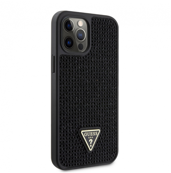 Guess Rhinestones Triangle Metal Logo Fodral till iPhone 12/12 Pro Svart