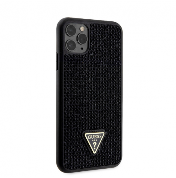 Guess Rhinestones Triangle Metal Logo Fodral iPhone 11 Pro Max Svart