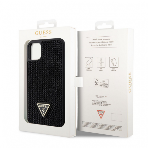 Guess Rhinestones Triangle Metal Logo Fodral för iPhone 11 Pro Svart
