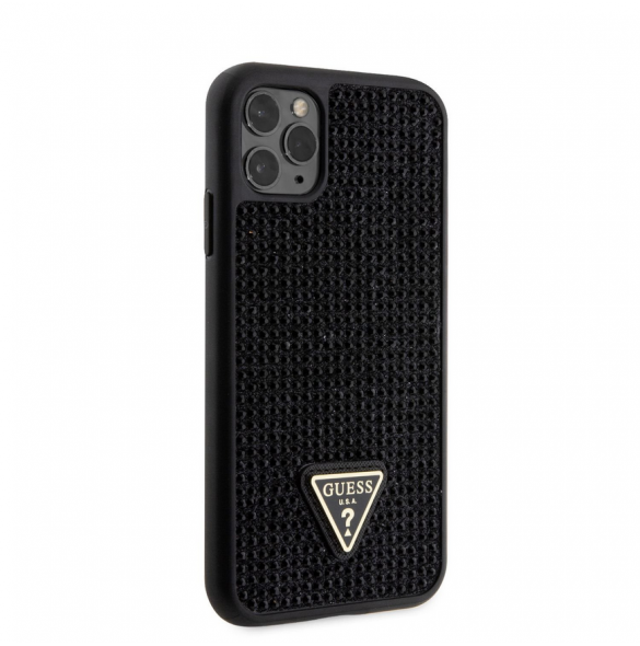 Guess Rhinestones Triangle Metal Logo Fodral för iPhone 11 Pro Svart