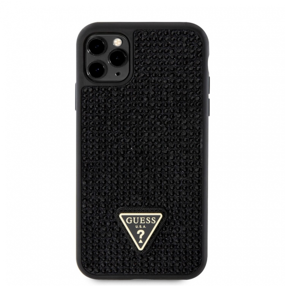 Guess Rhinestones Triangle Metal Logo Fodral för iPhone 11 Pro Svart