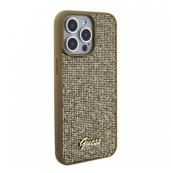 Guess PU Square Mirror Script Logo Fodral för iPhone 15 Pro Max Gold