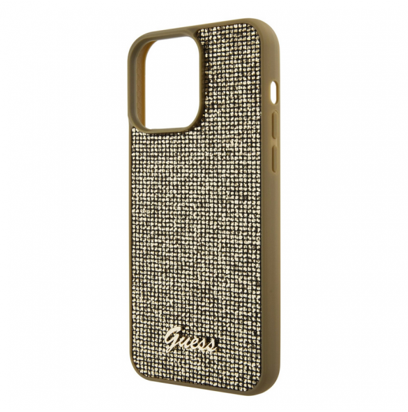 Guess PU Square Mirror Script Logo Fodral för iPhone 15 Pro Max Gold