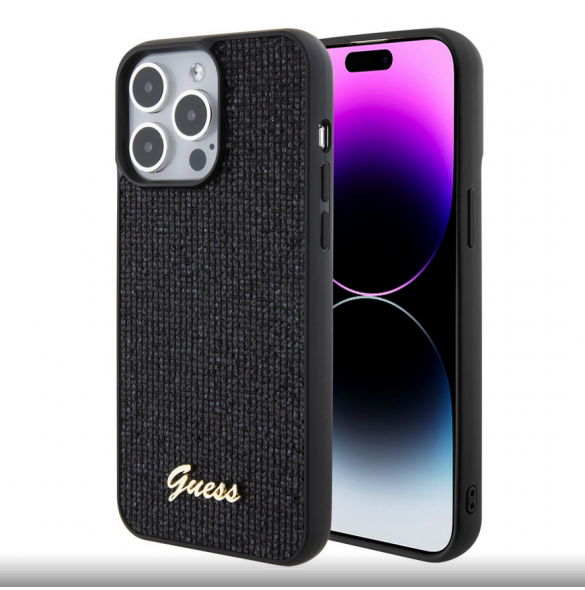 Guess PU Square Mirror Script Logo Fodral för iPhone 15 Pro Max Svart