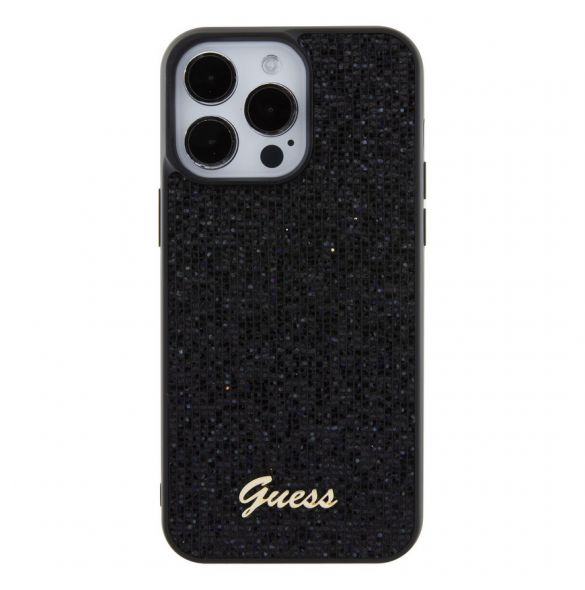 Guess PU Square Mirror Script Logo Fodral för iPhone 15 Pro Max Svart