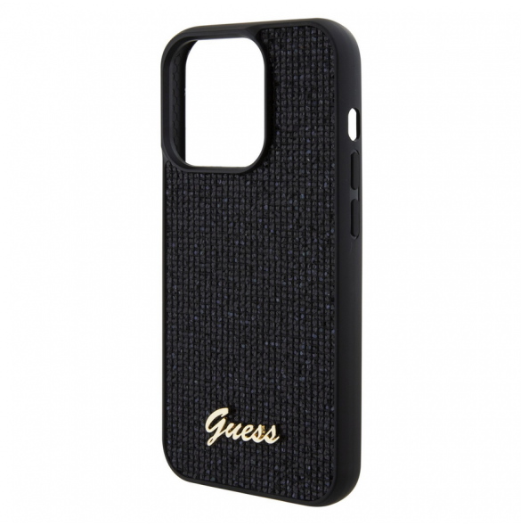 Guess PU Square Mirror Script Logo Fodral för iPhone 15 Pro Svart