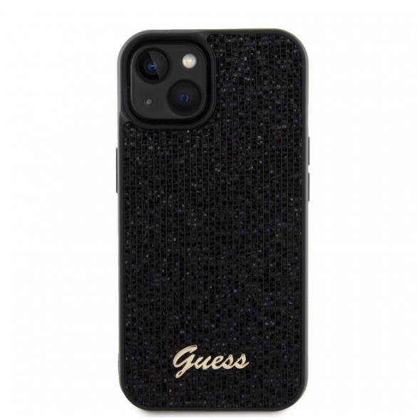 Guess PU Square Mirror Script Logo Fodral för iPhone 15 Svart