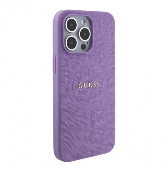 Guess PU Saffiano MagSafe Fodral till iPhone 15 Pro Lila