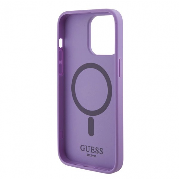 Guess PU Saffiano MagSafe Fodral till iPhone 15 Pro Lila