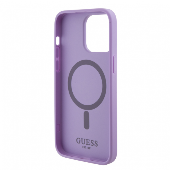 Guess PU Saffiano MagSafe Fodral till iPhone 15 Pro Max Lila