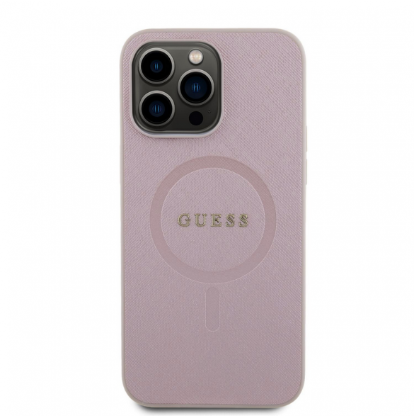 Guess PU Saffiano MagSafe Fodral till iPhone 15 Pro Max Rosa