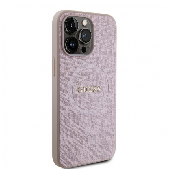 Guess PU Saffiano MagSafe Fodral till iPhone 15 Pro Max Rosa