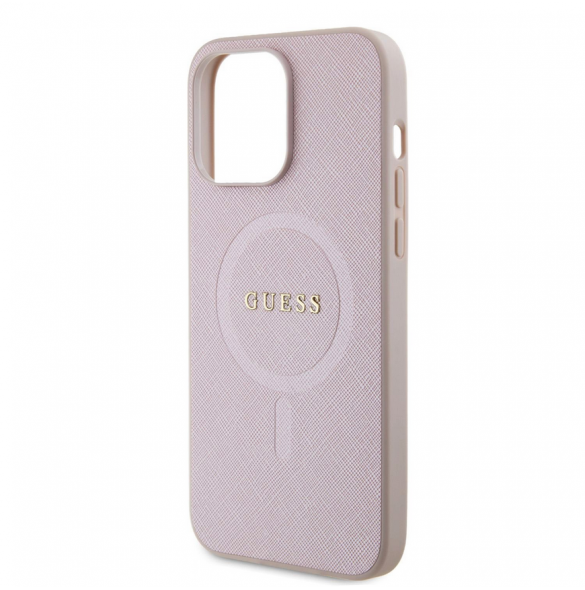 Guess PU Saffiano MagSafe Fodral till iPhone 15 Pro Max Rosa