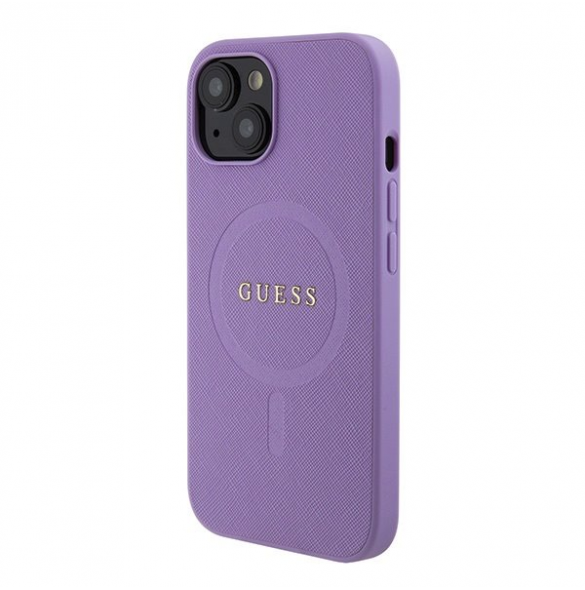 Guess PU Saffiano MagSafe Fodral till iPhone 15 Plus Lila