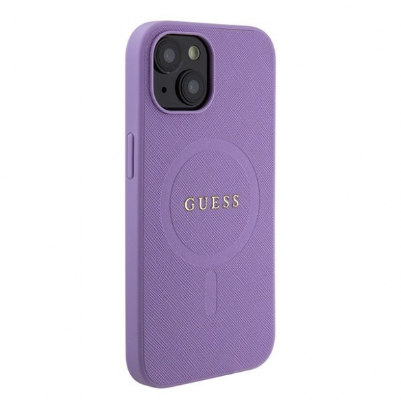 Guess PU Saffiano MagSafe Fodral till iPhone 15 Plus Lila