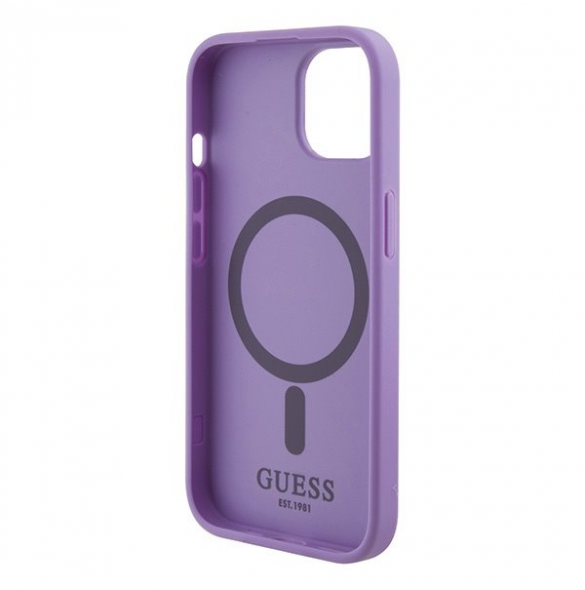 Guess PU Saffiano MagSafe Fodral till iPhone 15 Plus Lila
