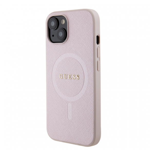 Guess PU Saffiano MagSafe Fodral till iPhone 15 Rosa