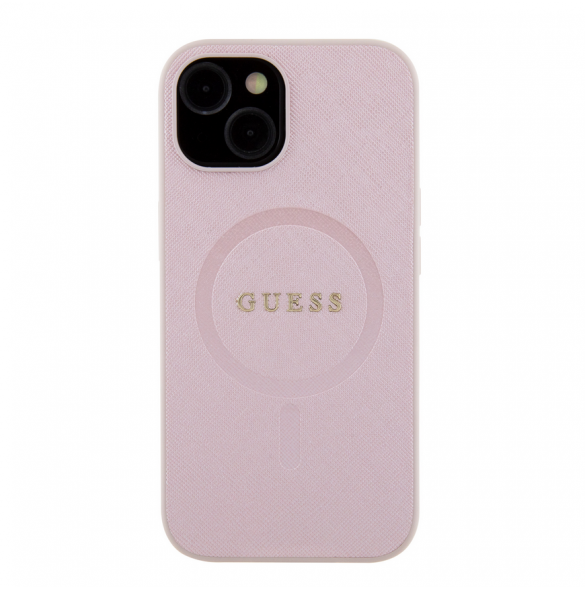 Guess PU Saffiano MagSafe Fodral till iPhone 15 Rosa