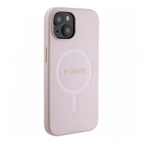 Guess PU Saffiano MagSafe Fodral till iPhone 15 Rosa