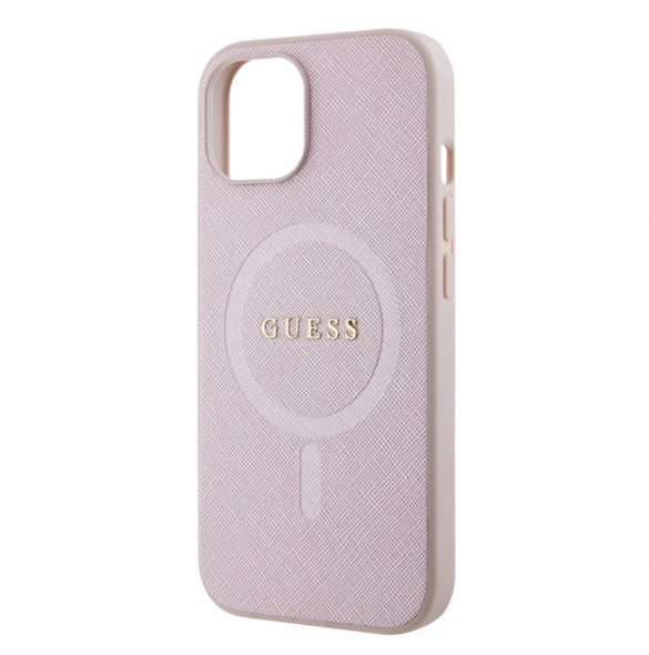 Guess PU Saffiano MagSafe Fodral till iPhone 15 Rosa