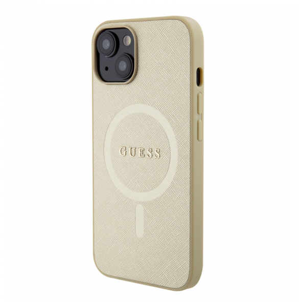Guess PU Saffiano MagSafe Fodral till iPhone 15 Beige