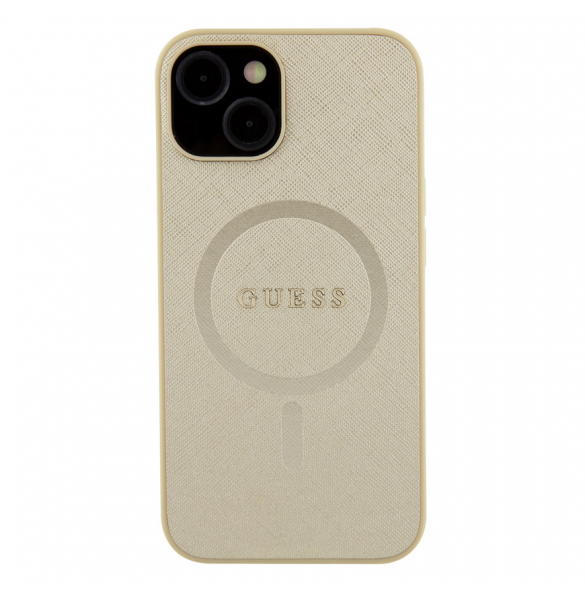 Guess PU Saffiano MagSafe Fodral till iPhone 15 Beige