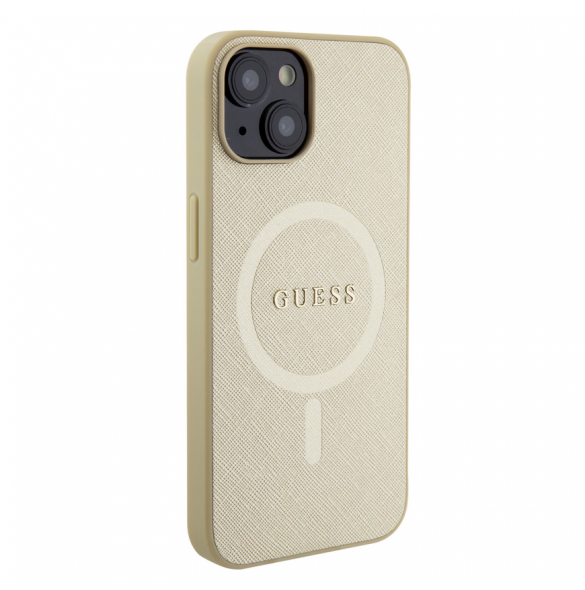 Guess PU Saffiano MagSafe Fodral till iPhone 15 Beige