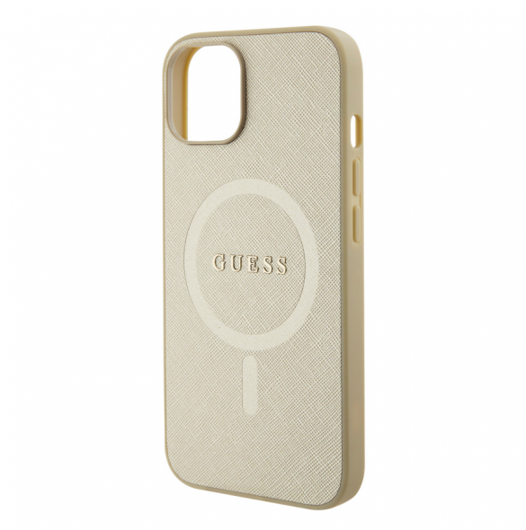 Guess PU Saffiano MagSafe Fodral till iPhone 15 Beige