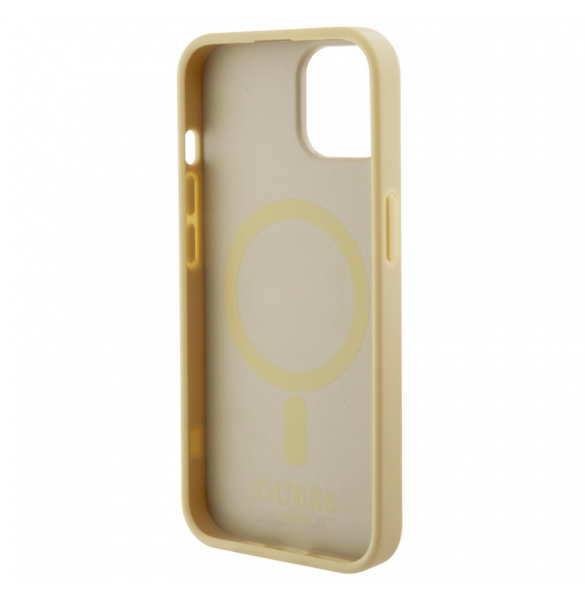 Guess PU Saffiano MagSafe Fodral till iPhone 15 Beige
