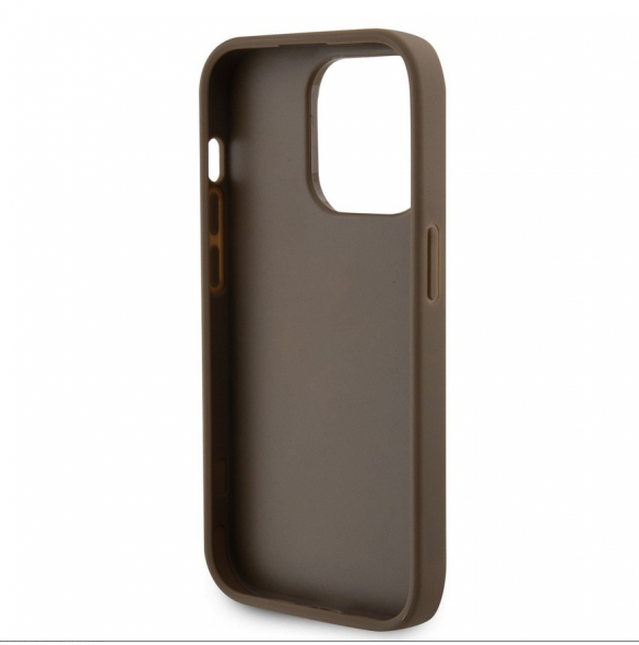Guess PU Perforated 4G Glitter Metal Logo Fodral för iPhone 15 Pro Max Taupe