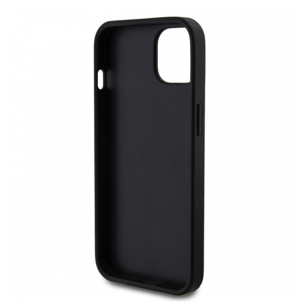 Guess PU Perforated 4G Glitter Metal Logo Fodral för iPhone 15 Svart