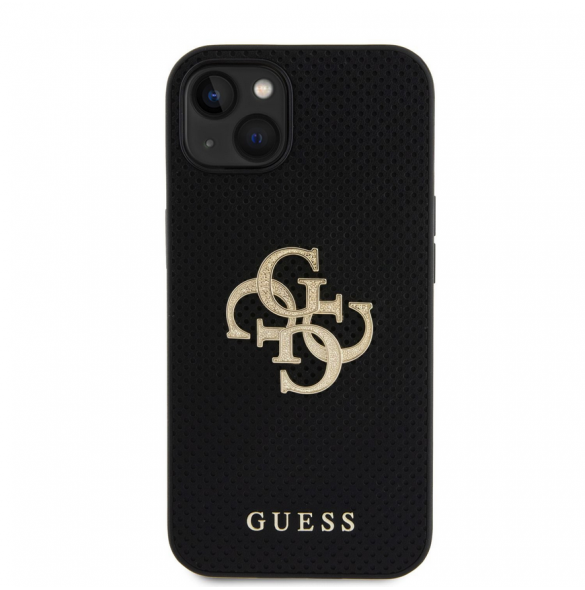 Guess PU Perforated 4G Glitter Metal Logo Fodral för iPhone 13 Svart