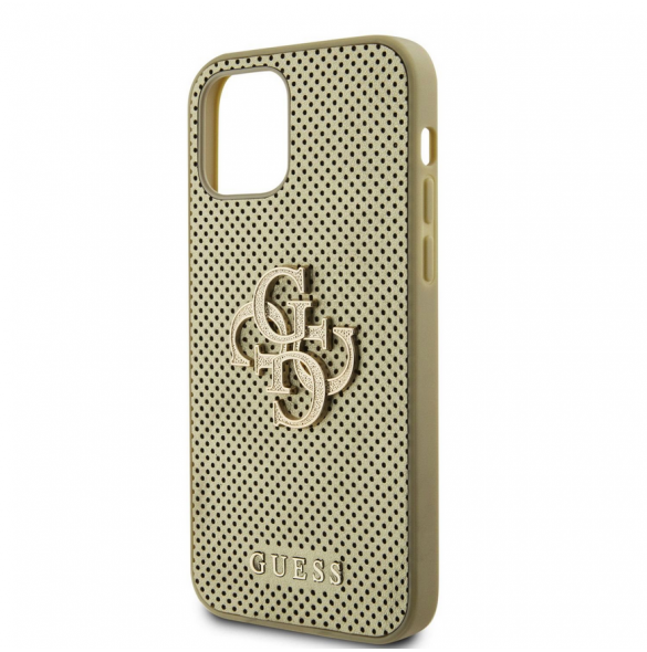 Guess PU Perforated 4G Glitter Metal Logo-fodral för iPhone 12/12 Pro Gold