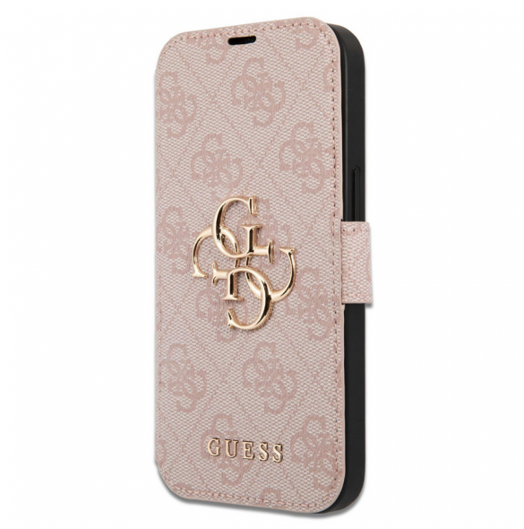Guess PU Leather 4G Metal Logo Bokfodral för iPhone 15 Pro Pink