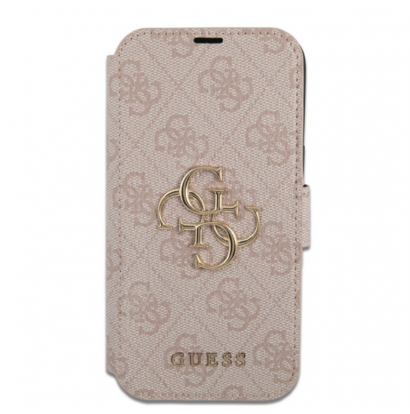 Guess PU Leather 4G Metal Logo Bokfodral för iPhone 15 Pro Pink