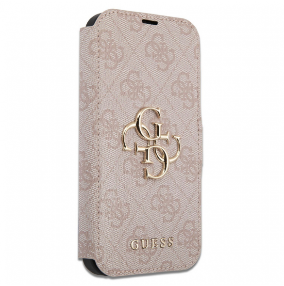 Guess PU Leather 4G Metal Logo Bokfodral för iPhone 15 Pro Pink